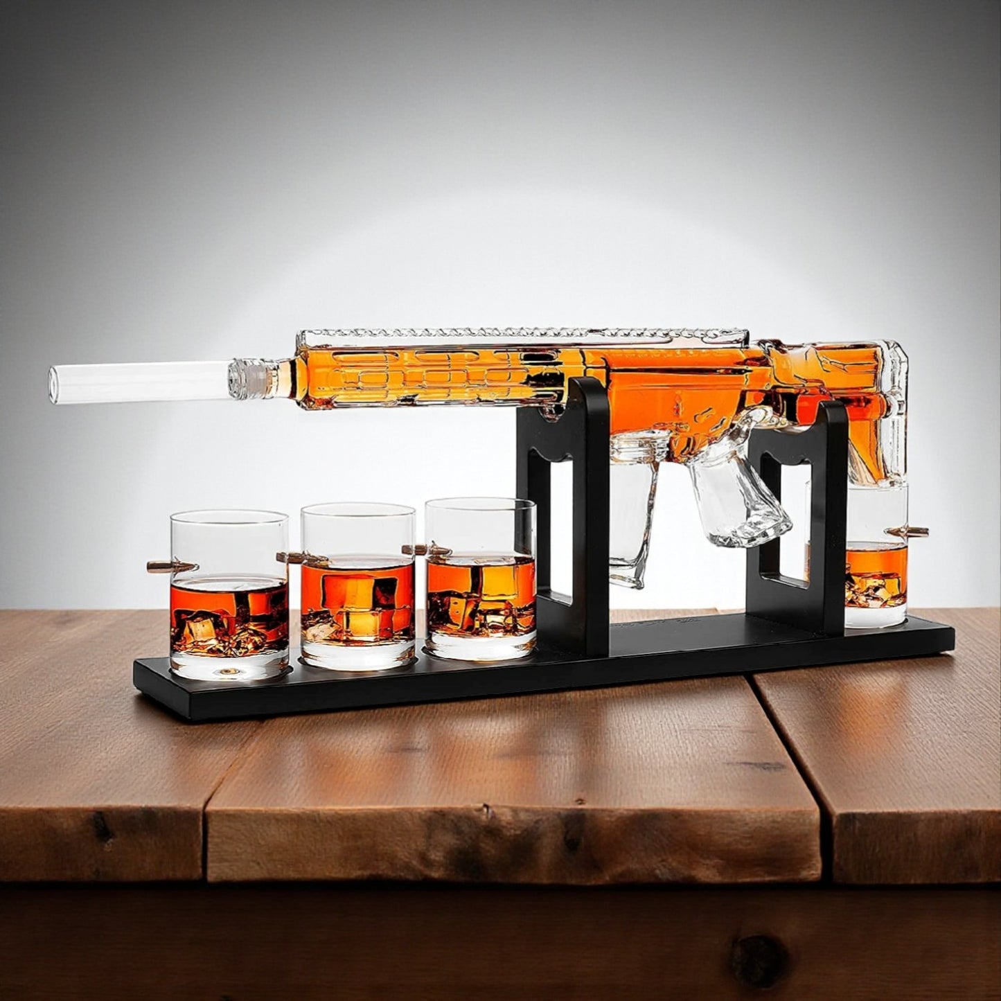 AR-15 Whiskey Gun Decanter with Personalized Bullet Glasses Gift Set