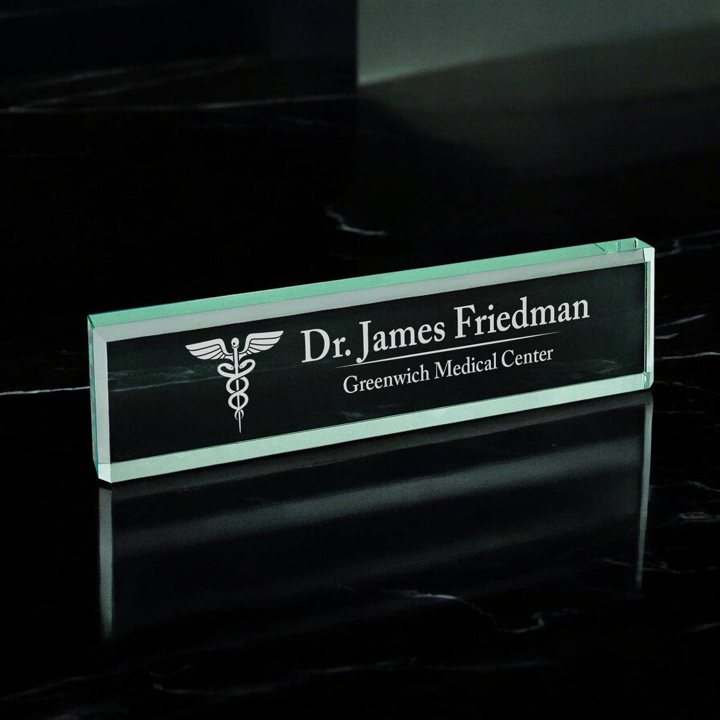Doctor Engraved Personalized Glass Desk Name Plate