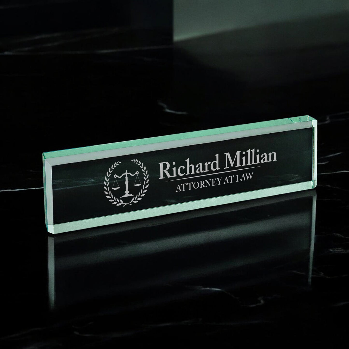 Lawyer Engraved Personalized Glass Desk Name Plate