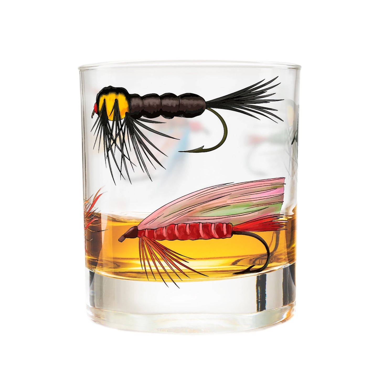 Fly Fishing 10oz Double Old Fashioned Whiskey Glass Set - 2pc
