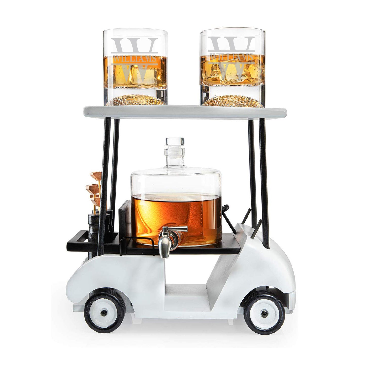 Golf Cart Whiskey Decanter Set with Glasses Gift Set