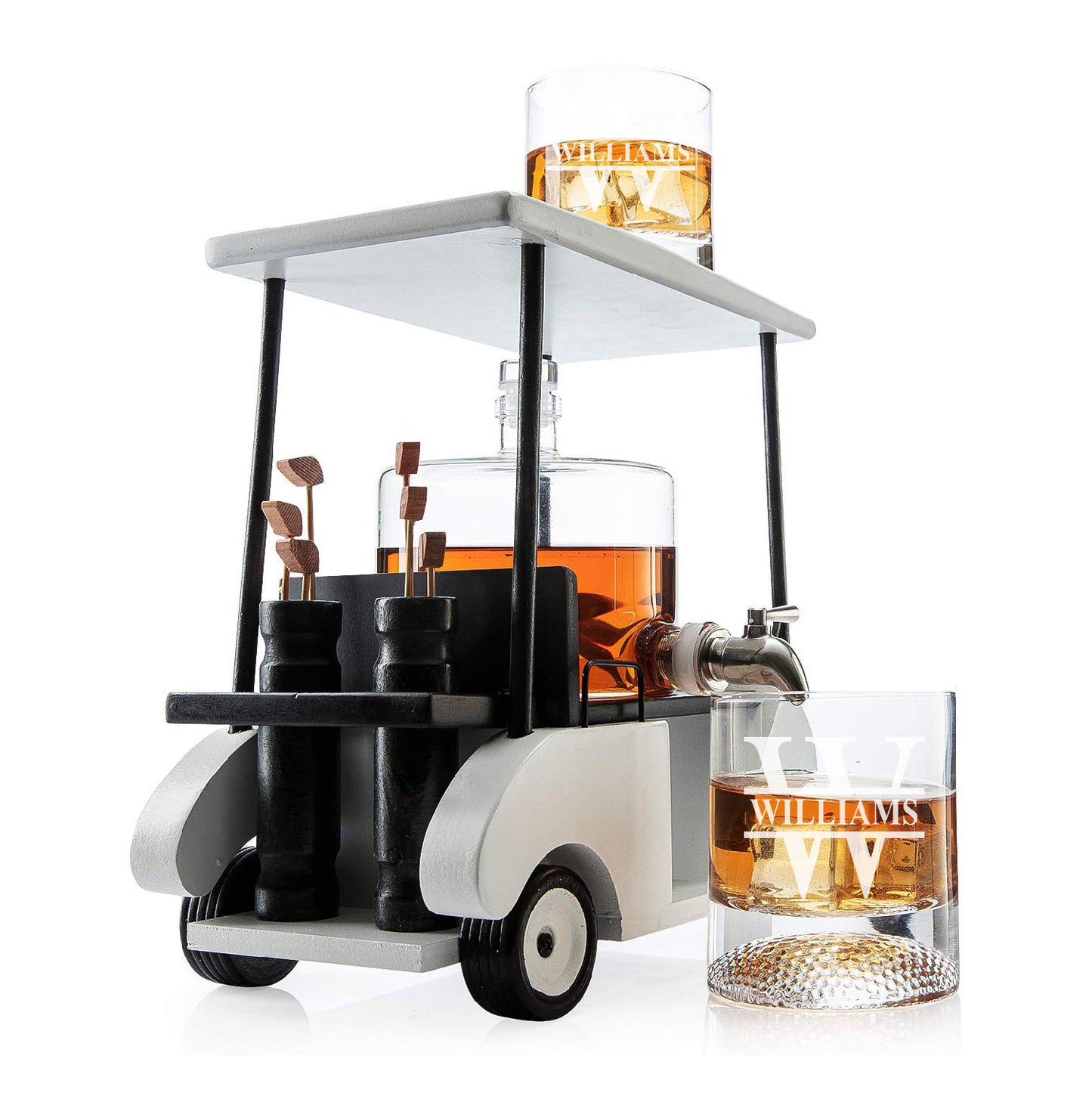 Golf Cart Whiskey Decanter Set with Glasses Gift Set