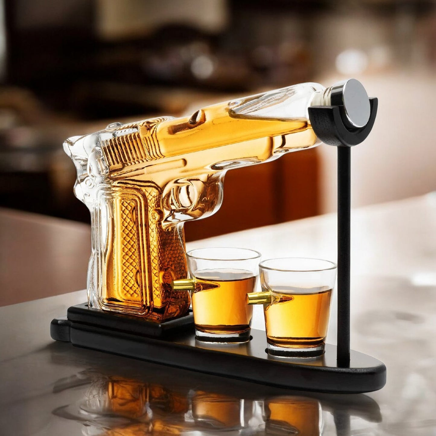 Pistol Gun Decanter with Bullet Shot Glasses Set