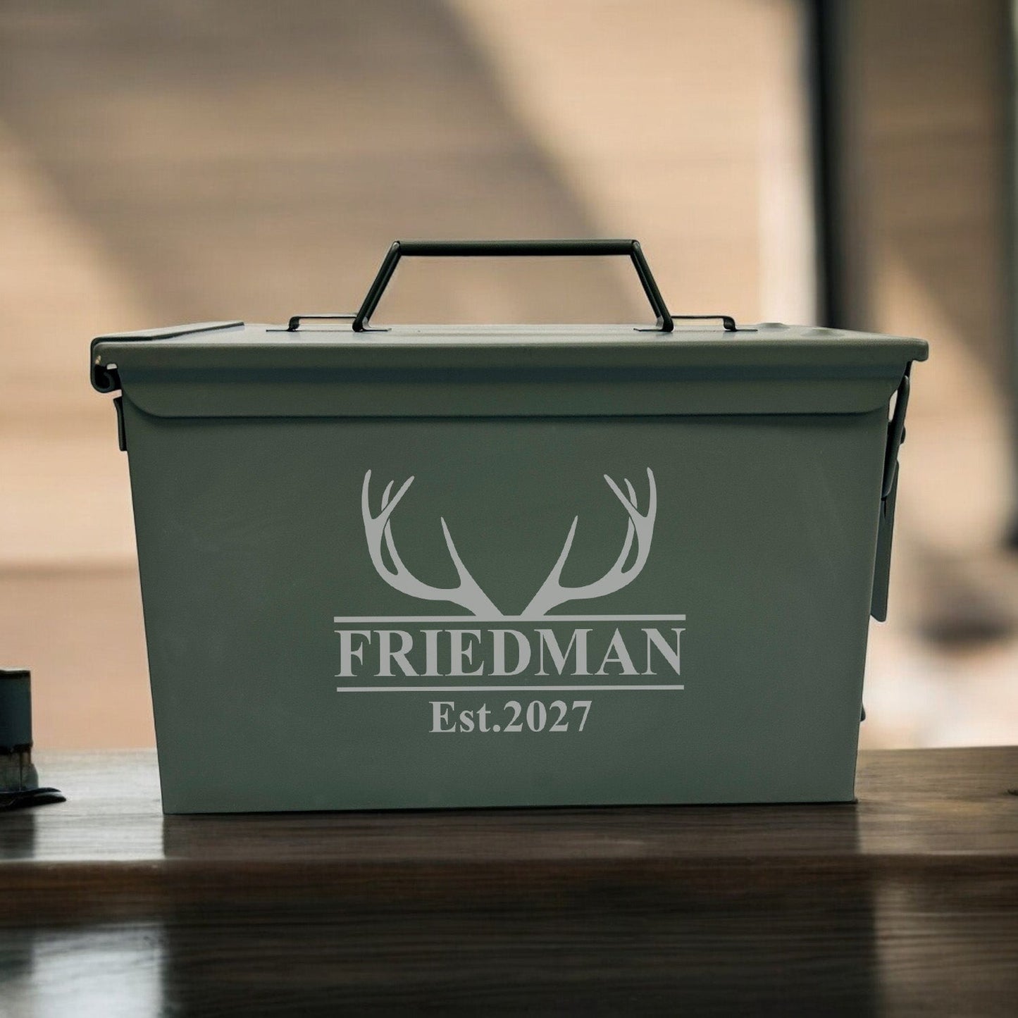 Hunting Personalized 50 Caliber Ammo Box with Pint Glasses Set - 3pc