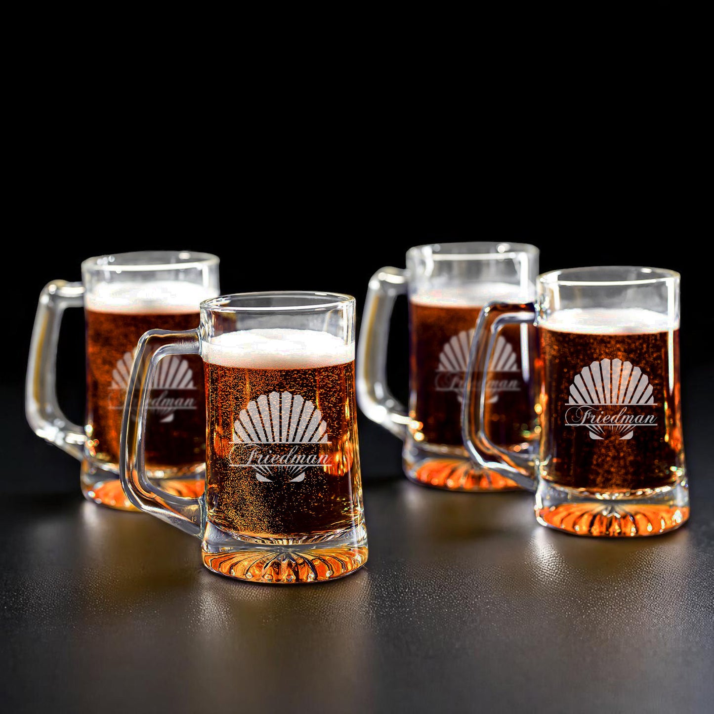 Seashell Personalized Beer Mug Glass Set - 4pc