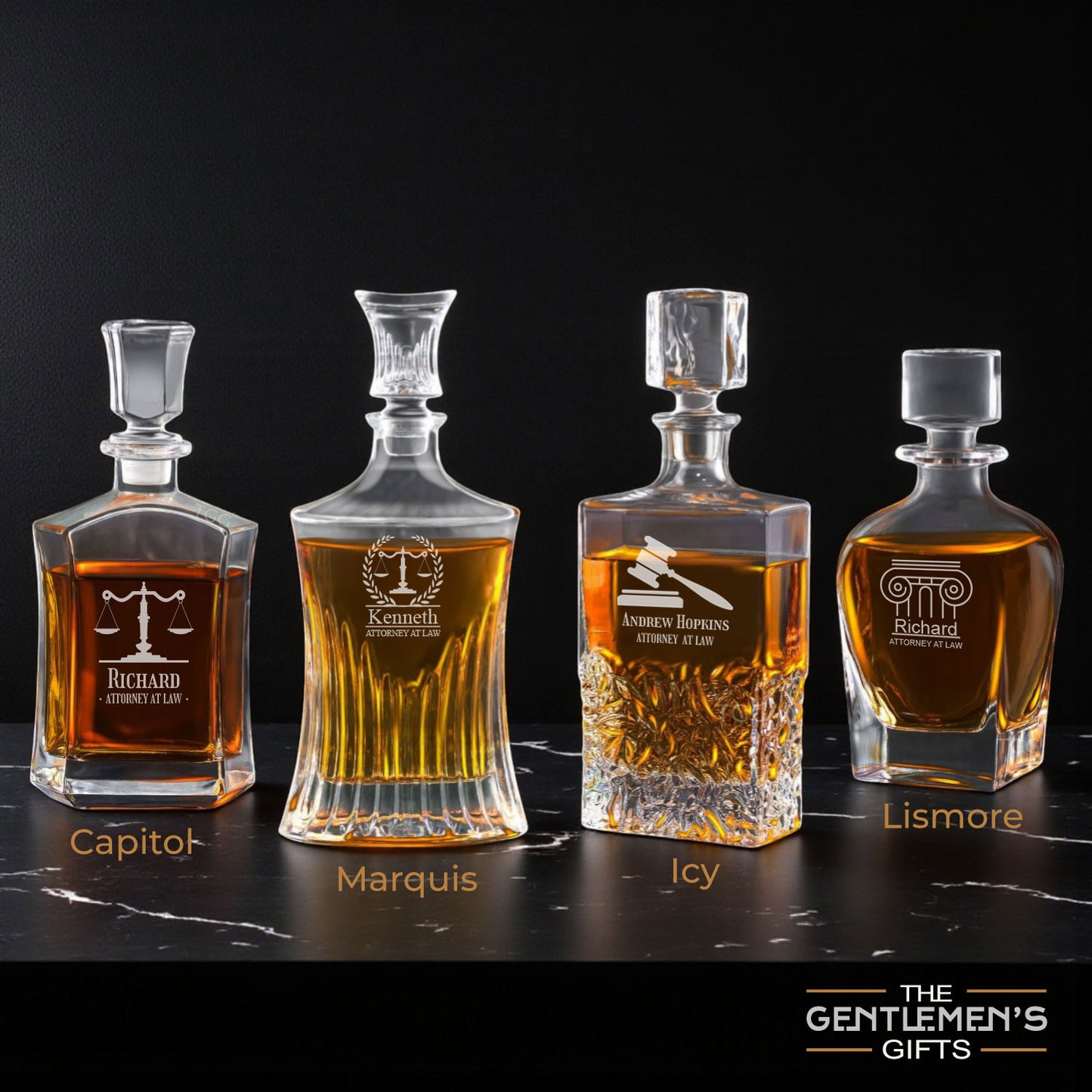 Lawyer Personalized Whiskey Decanter with Whiskey Rocks Glasses Set - 3 pc