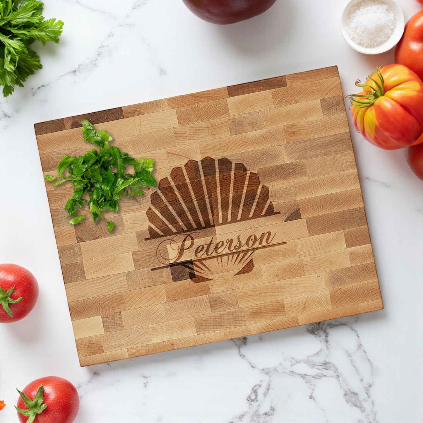 Seashell Personalized Butcher Block Cutting Board
