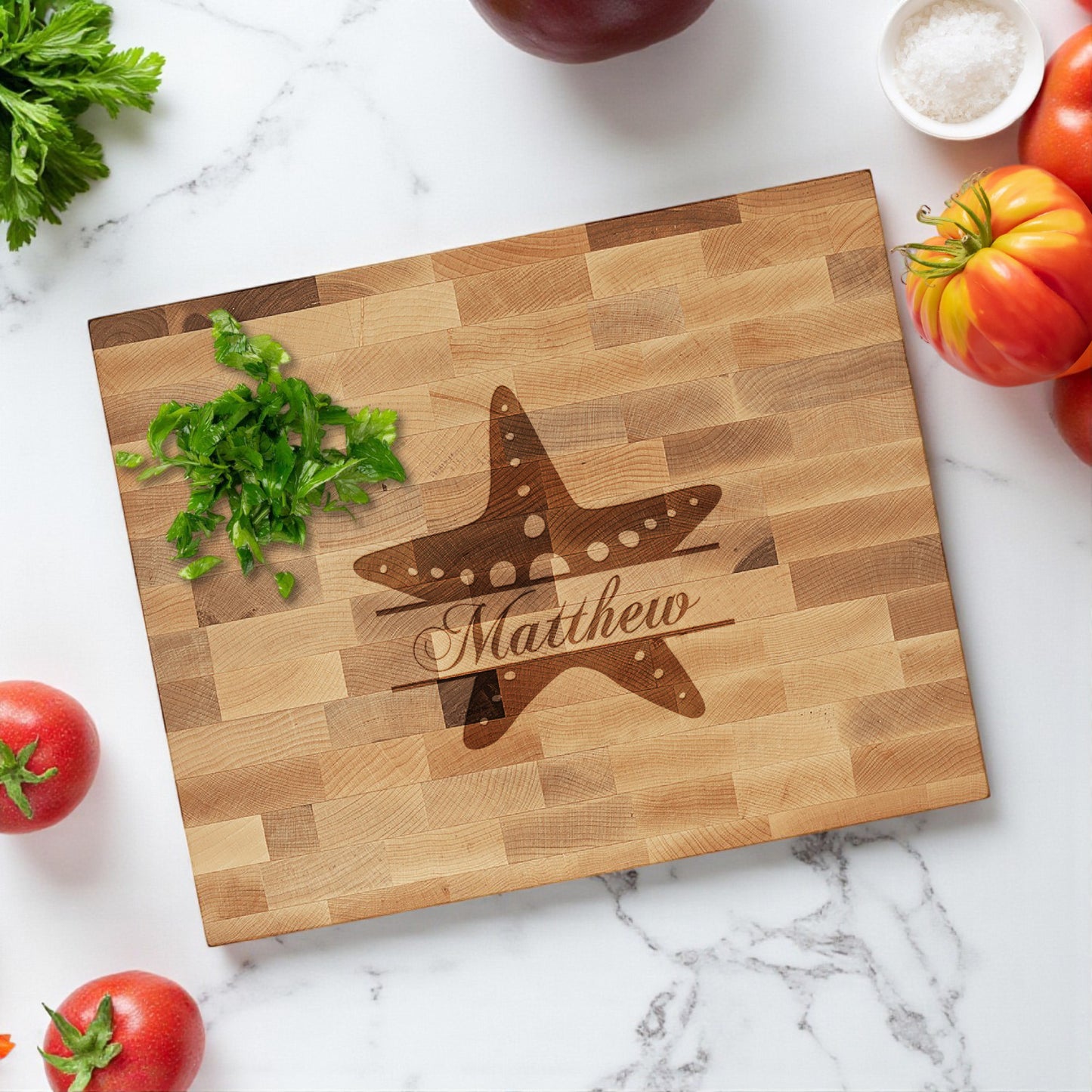 Starfish Personalized Butcher Block Cutting Board