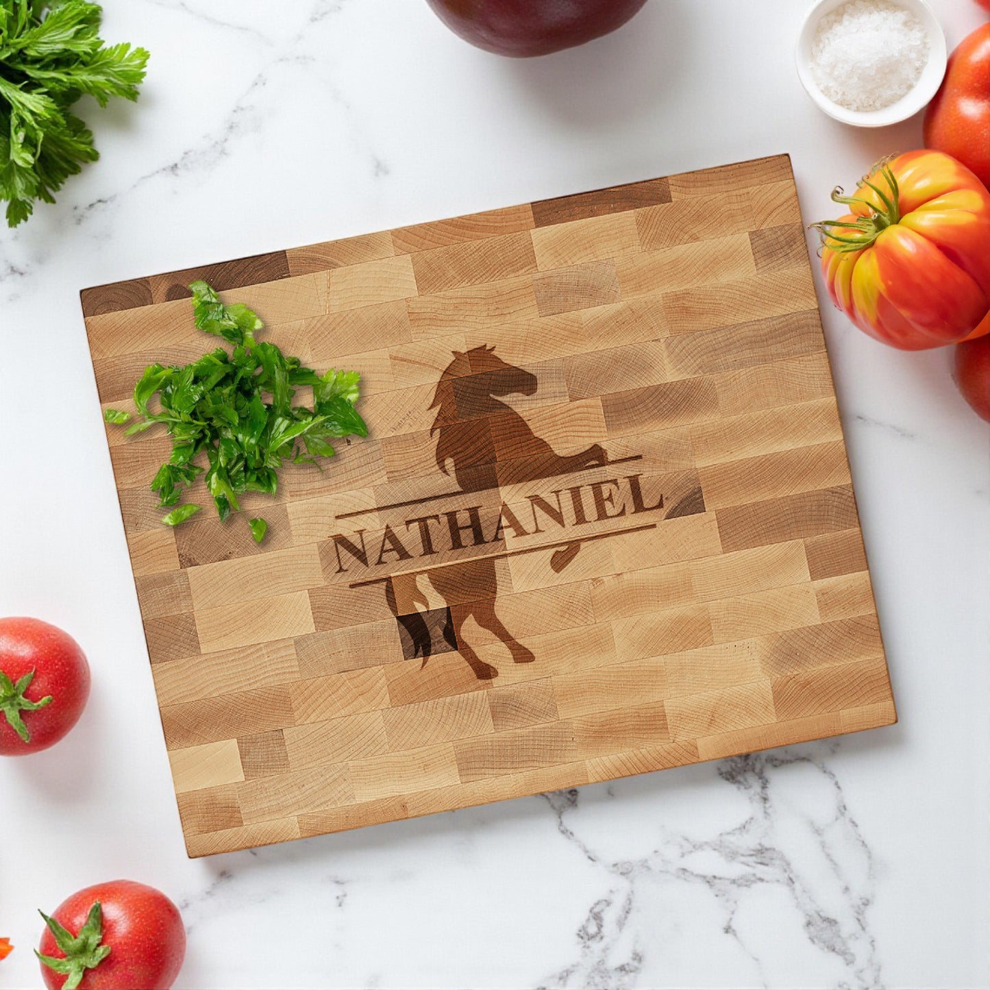 Equestrian Horse Personalized Butcher Block Cutting Board