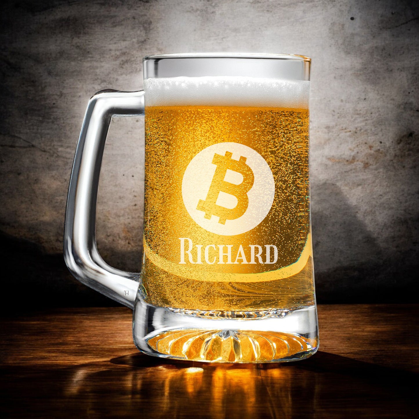 Bitcoin Crypto Personalized Beer Mug and Beer Pint Glass Set