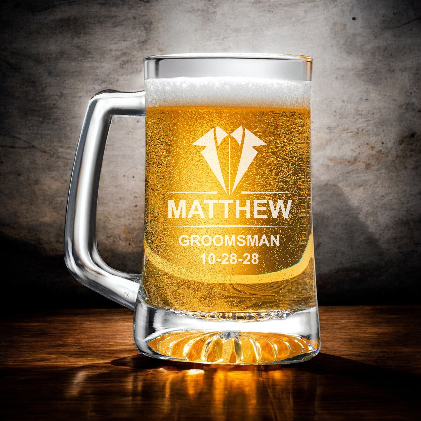 Groomsmen Personalized Beer Mug and Beer Pint Glass Set