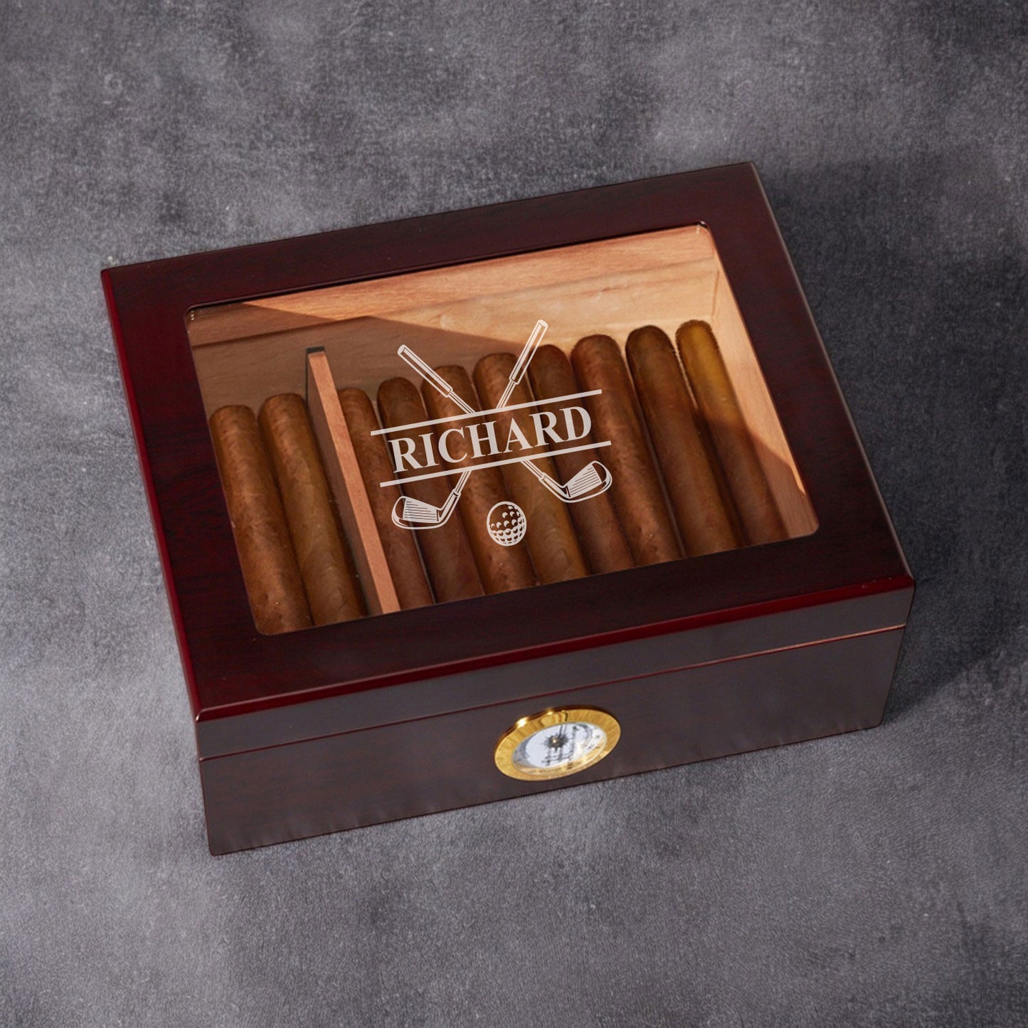 Golf Personalized Cigar Humidor 50 Count