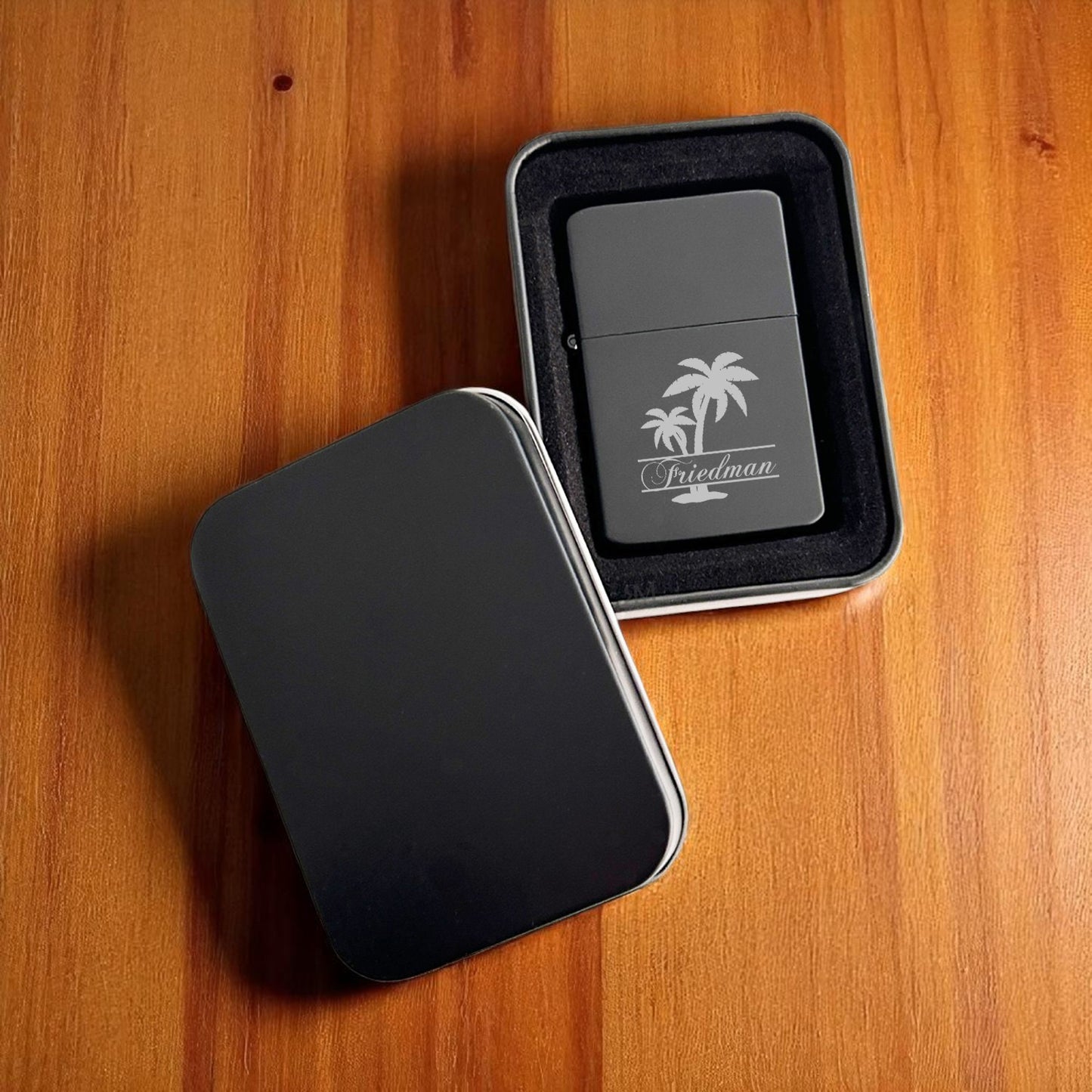 Palm Tree Personalized Cigarette Ashtray and Lighter