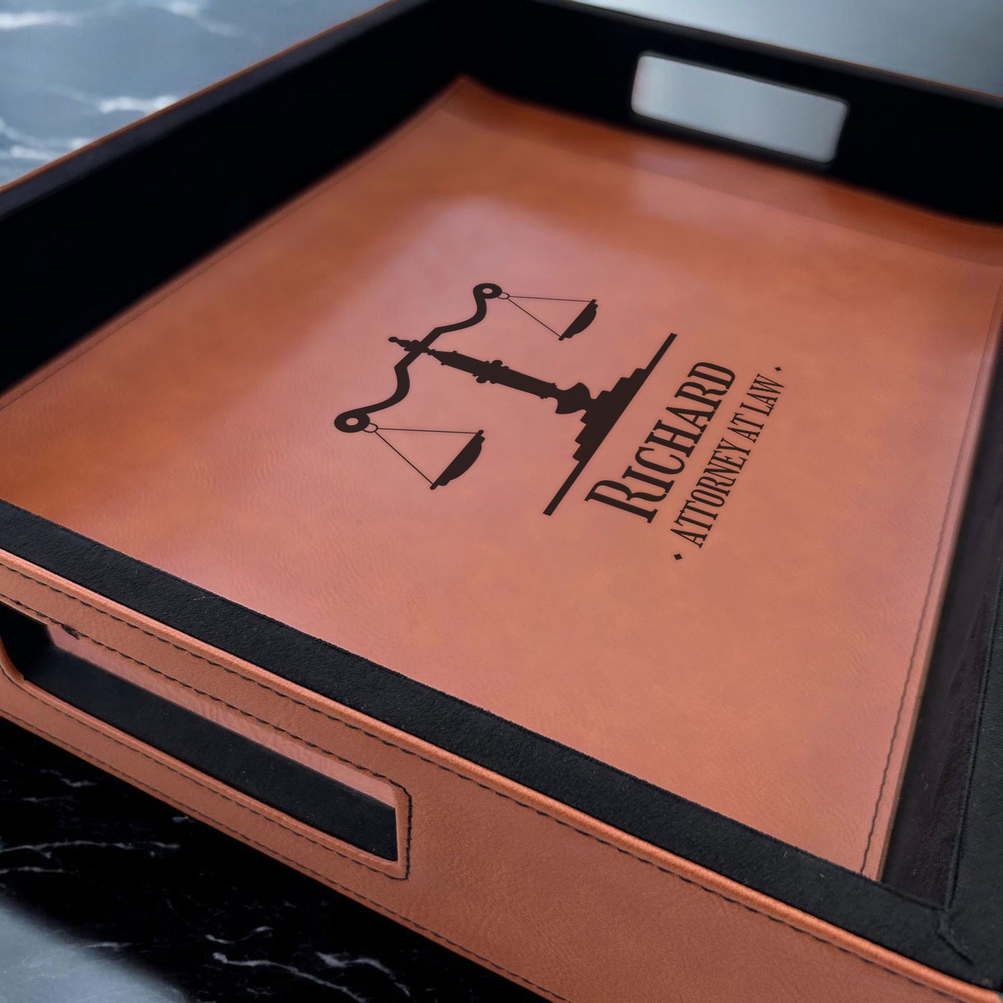 Lawyer Personalized Rectangle Leather Serving Tray