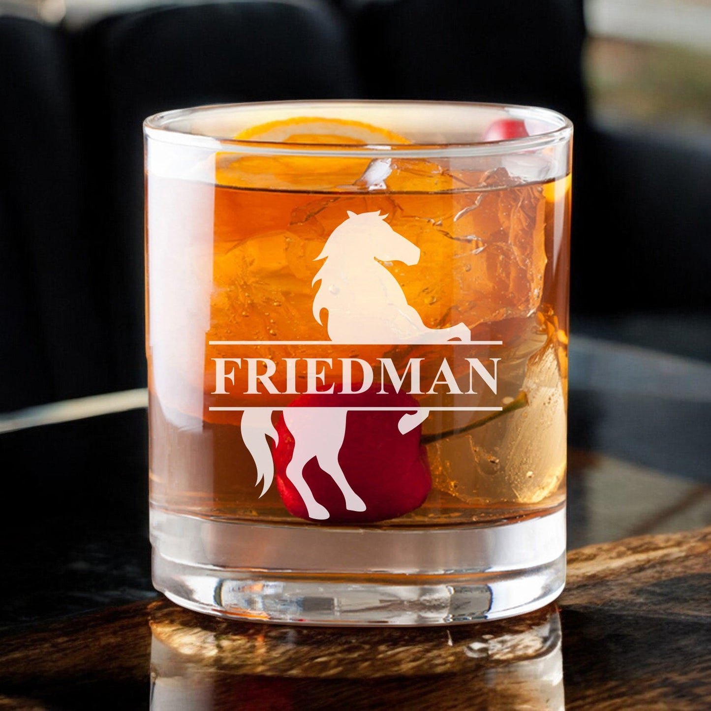 Equestrian Horse Personalized Whiskey Decanter with Whiskey Rocks Glasses Set - 3pc