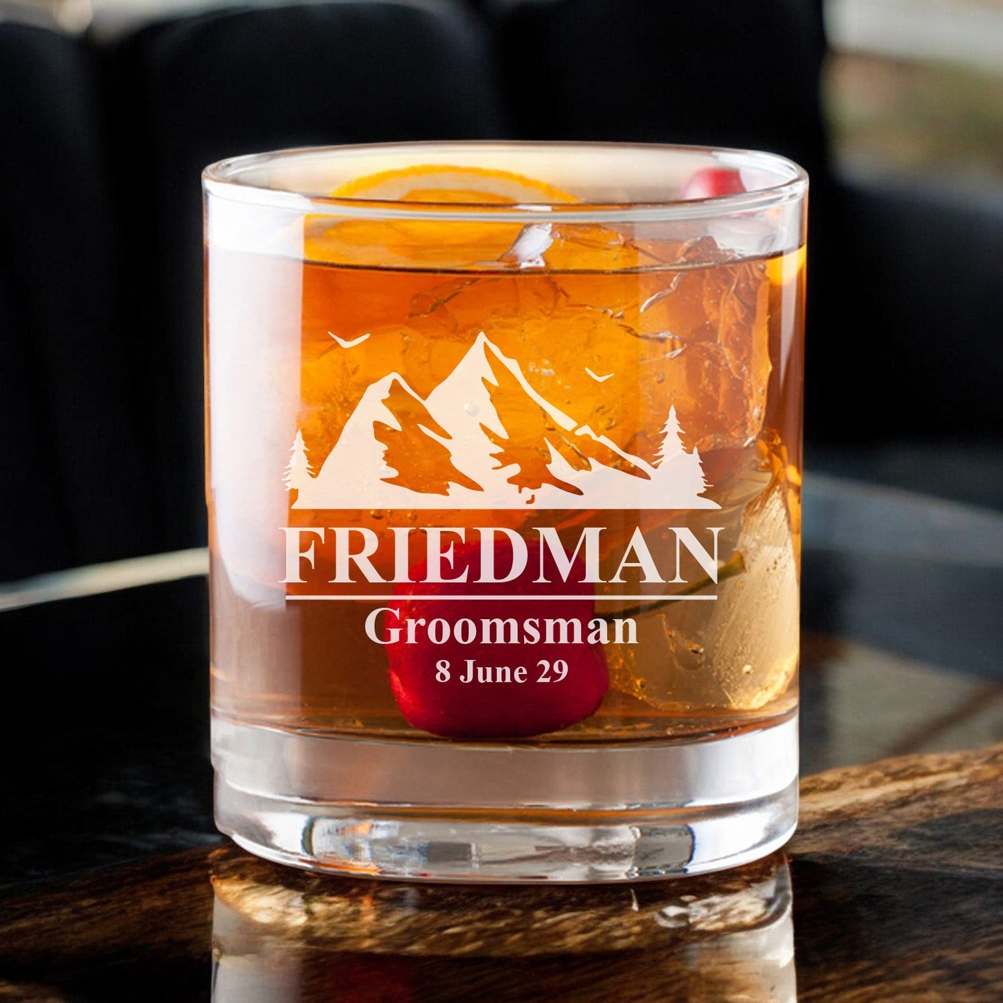 Groomsmen Personalized Whiskey Decanter with Whiskey Rocks Glasses Set - 3pc