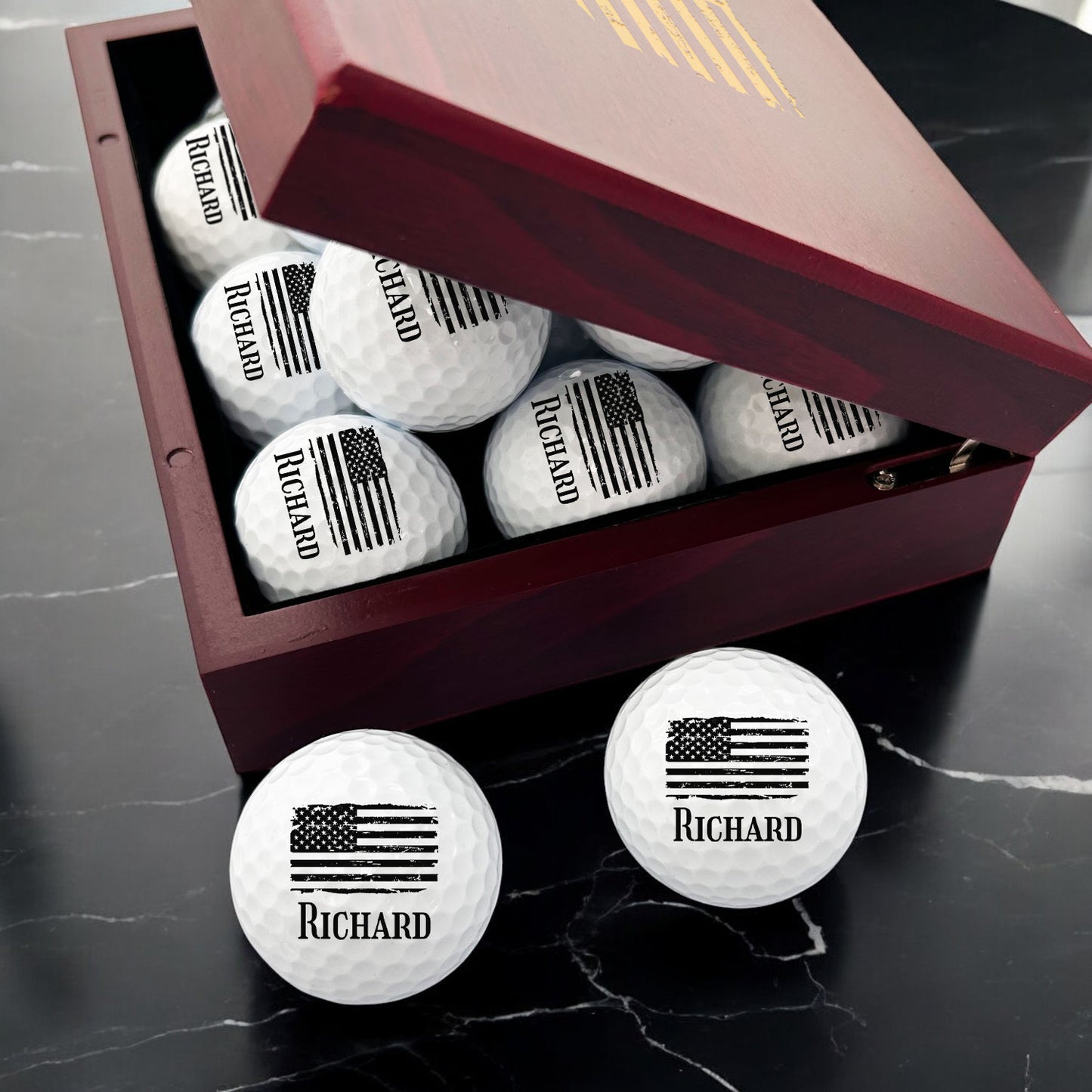 Patriotic Military Personalized Golf Ball Gift Set