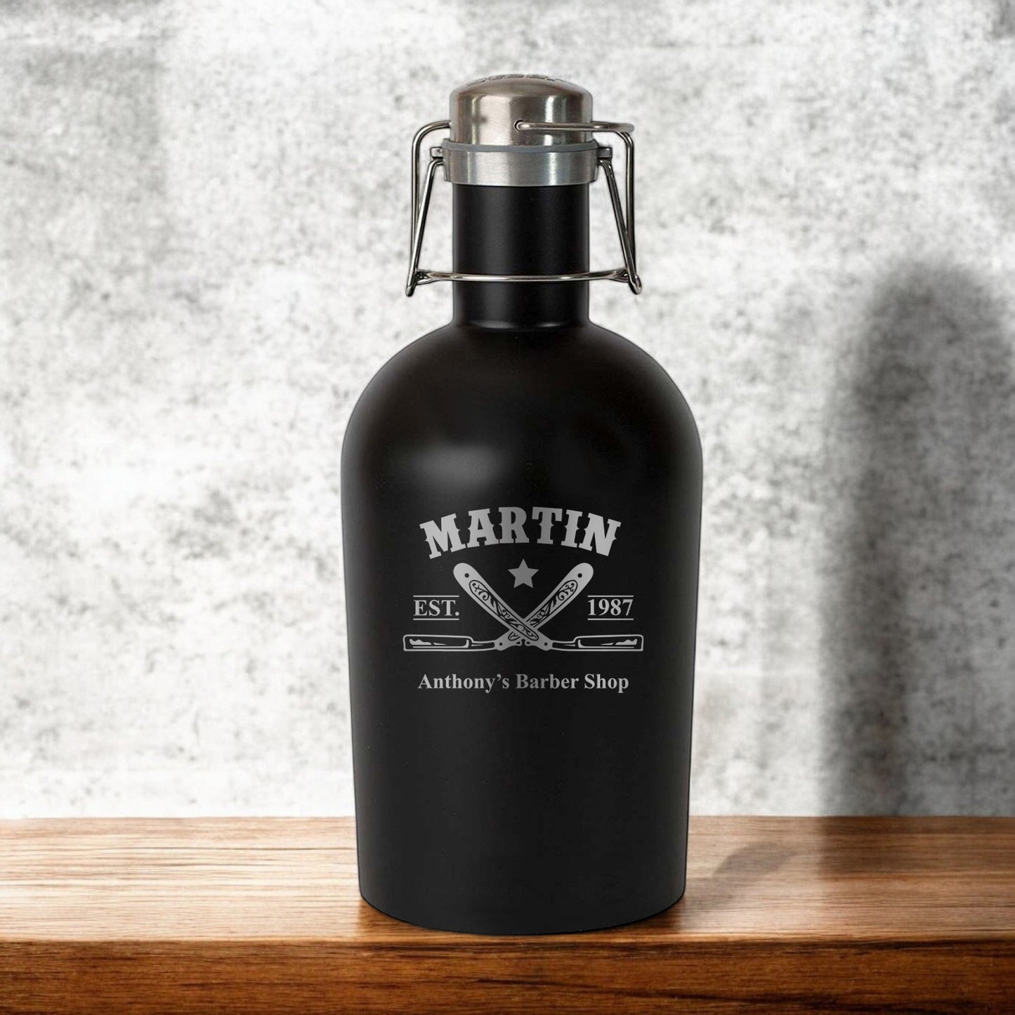 Barber Personalized Beer Growler with Pint Glass Set