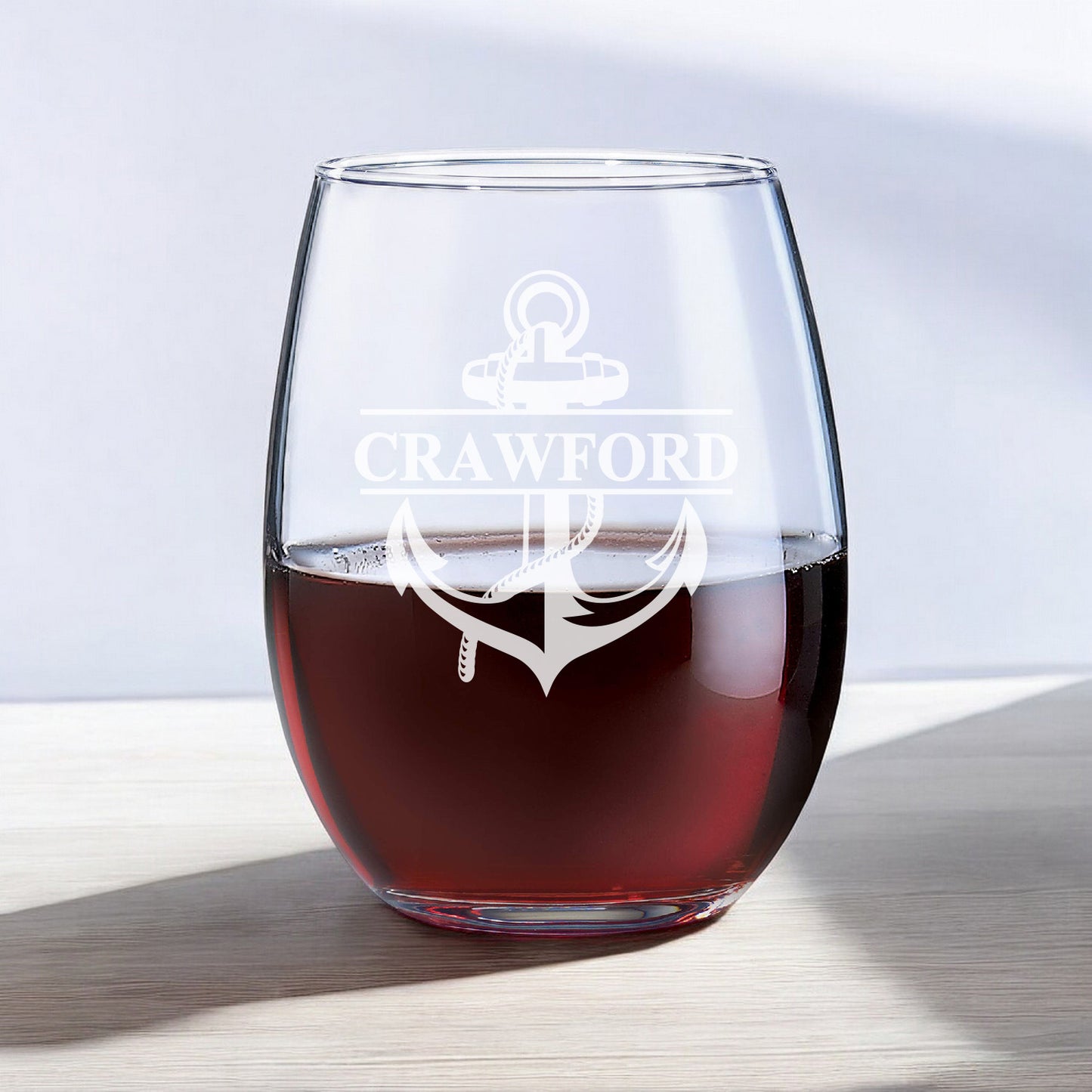 Anchor Personalized Wine Decanter with Stemless Wine Glass Set