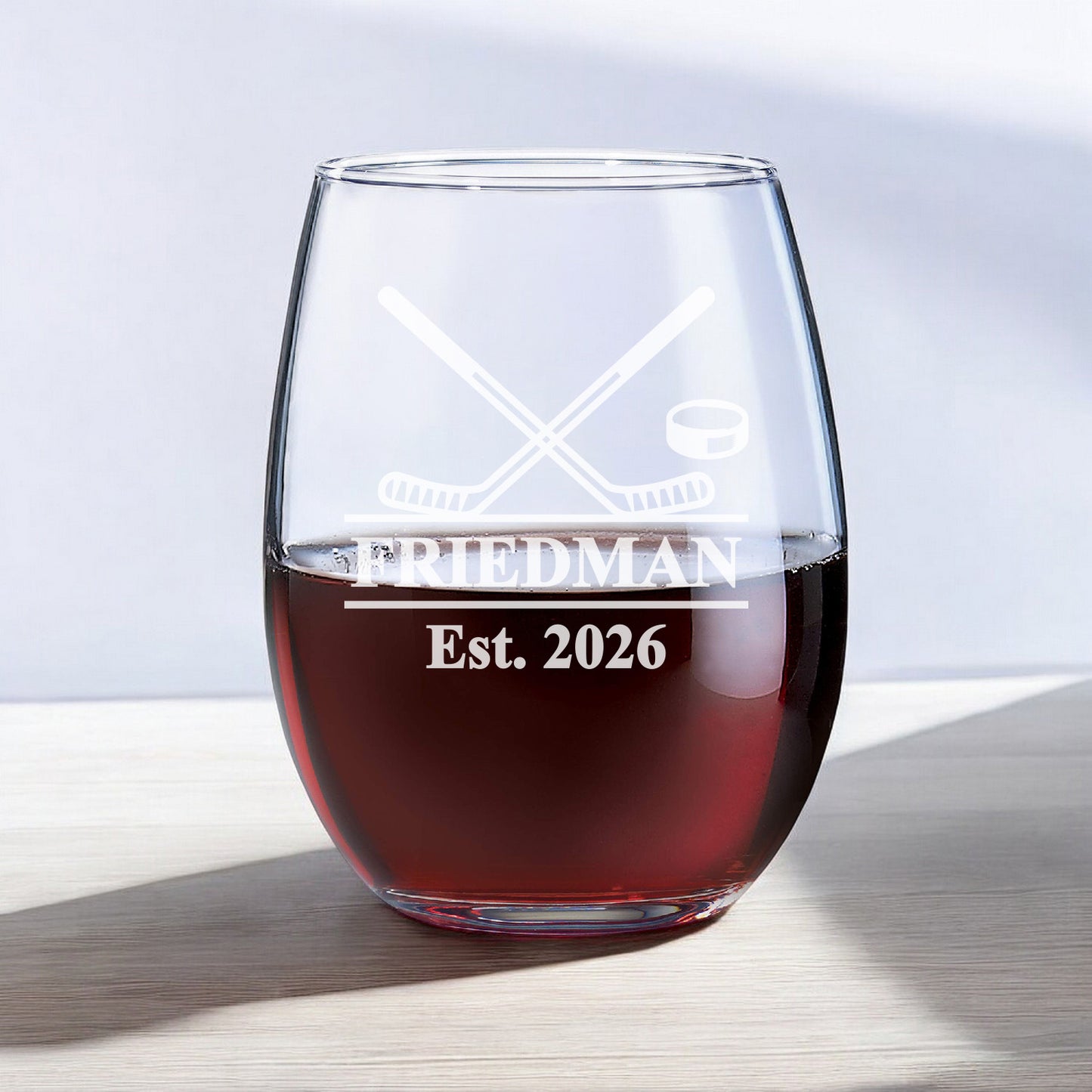 Hockey Personalized Wine Glass