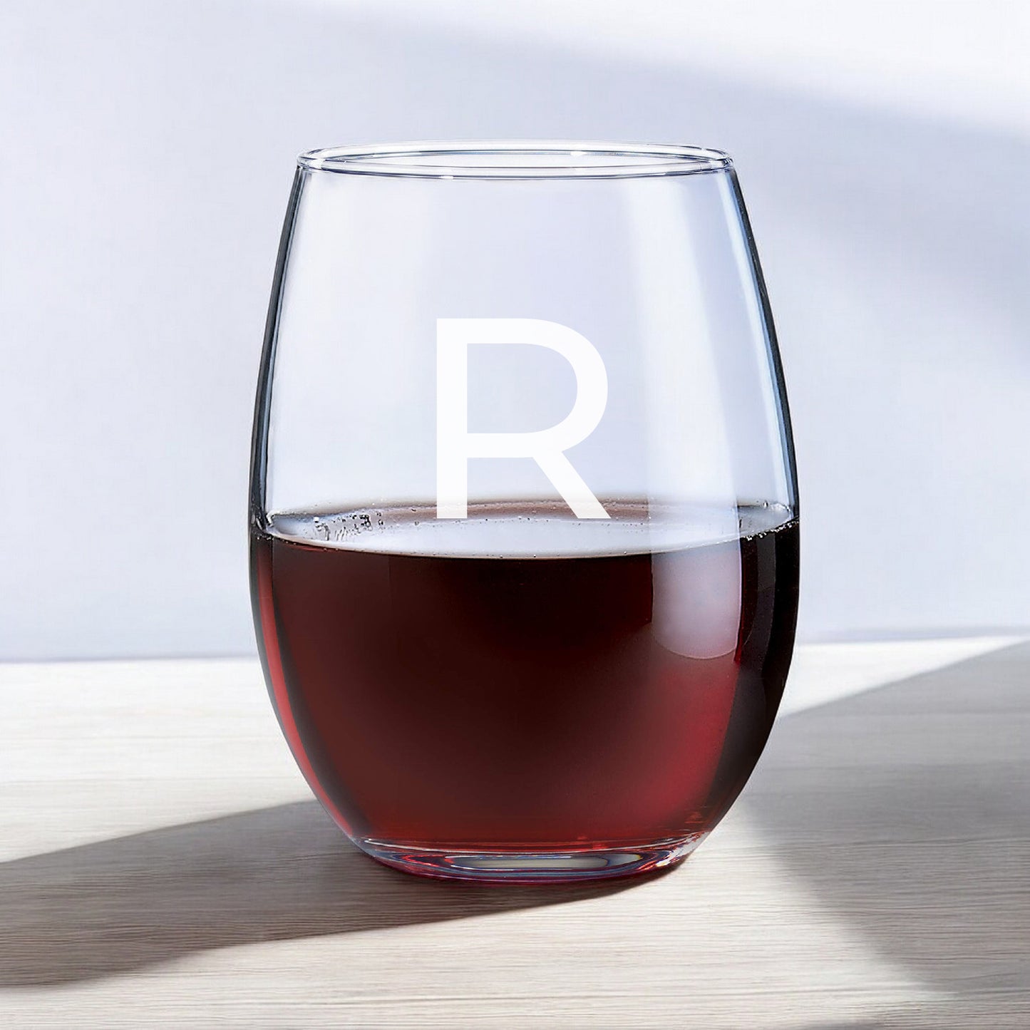 Personalized Stemless Wine Glasses with Bamboo And Slate Wine Tasting Flight