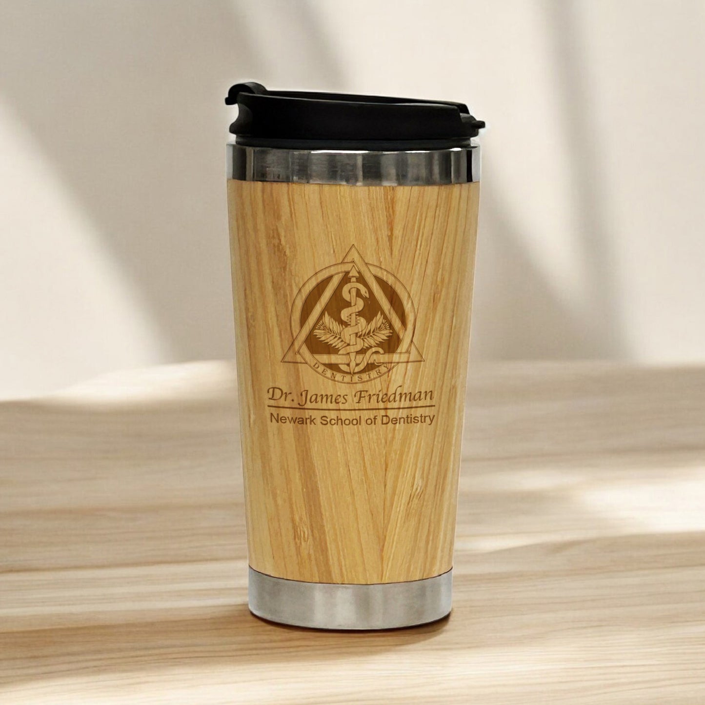 Medical Professionals Personalized 15 oz Bamboo Stainless Steel Tumbler
