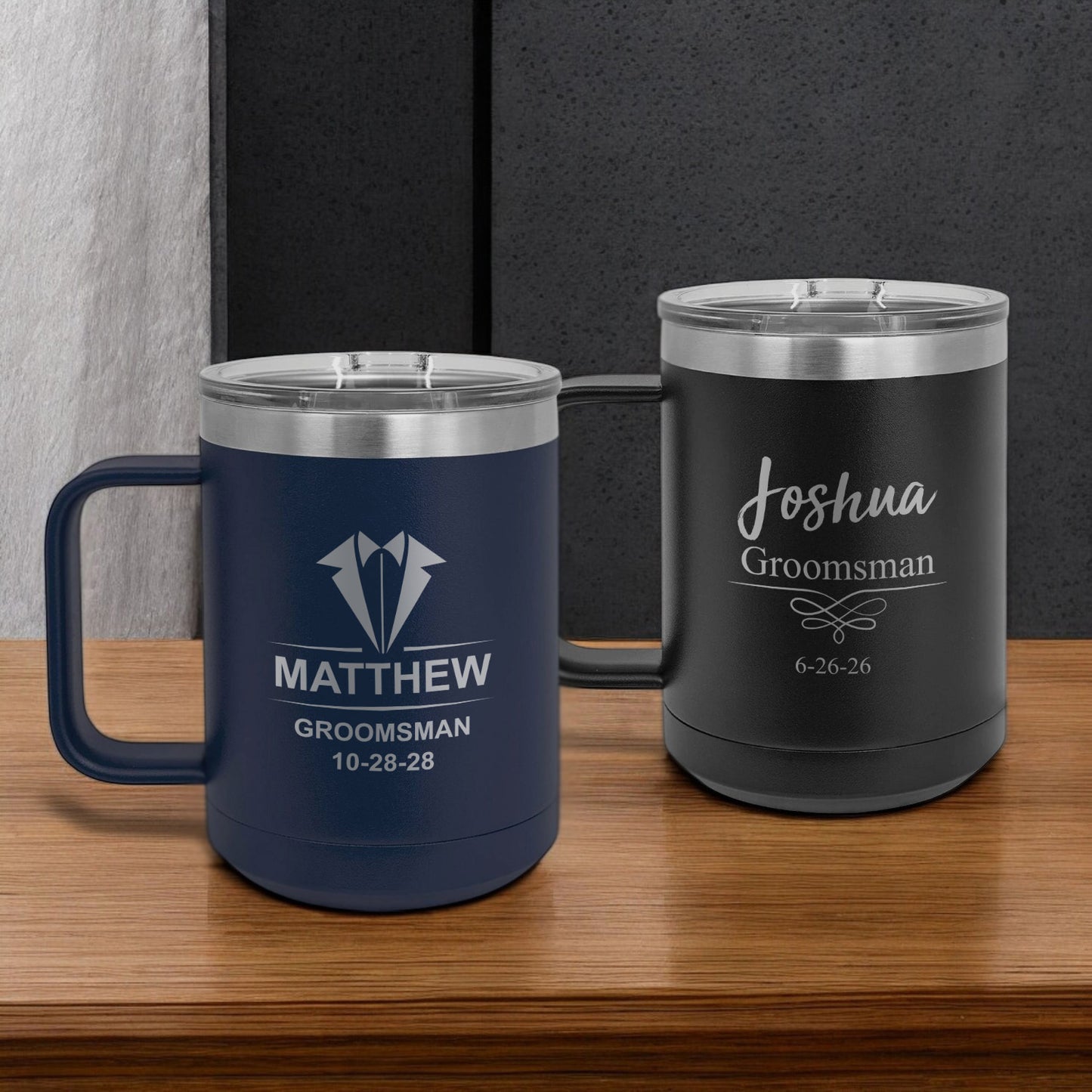 Groomsmen Personalized 15 oz Vacuum Insulated Stainless Steel Travel Mug