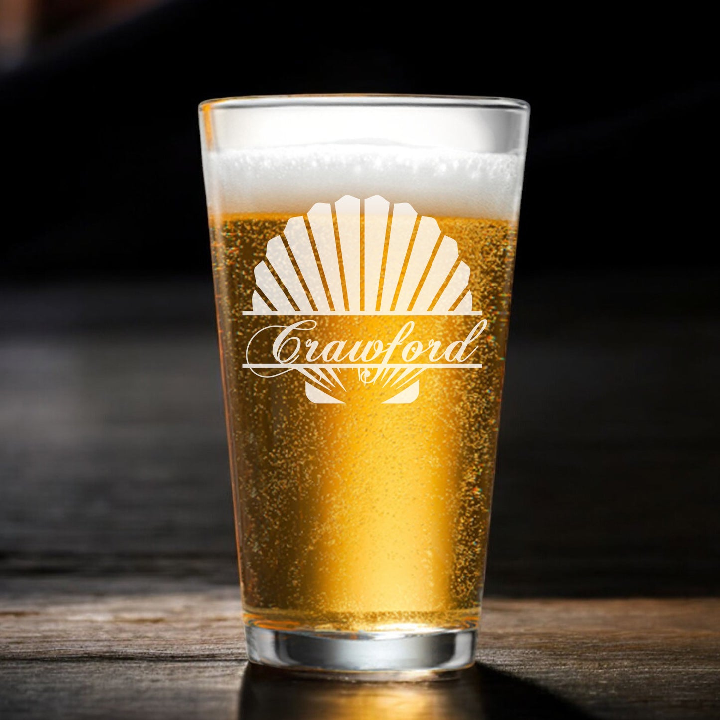Seashell Personalized Beer Mug and Beer Pint Glass Set