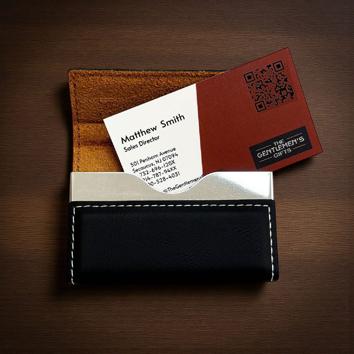 Signature Personalized Leather Business Card Case