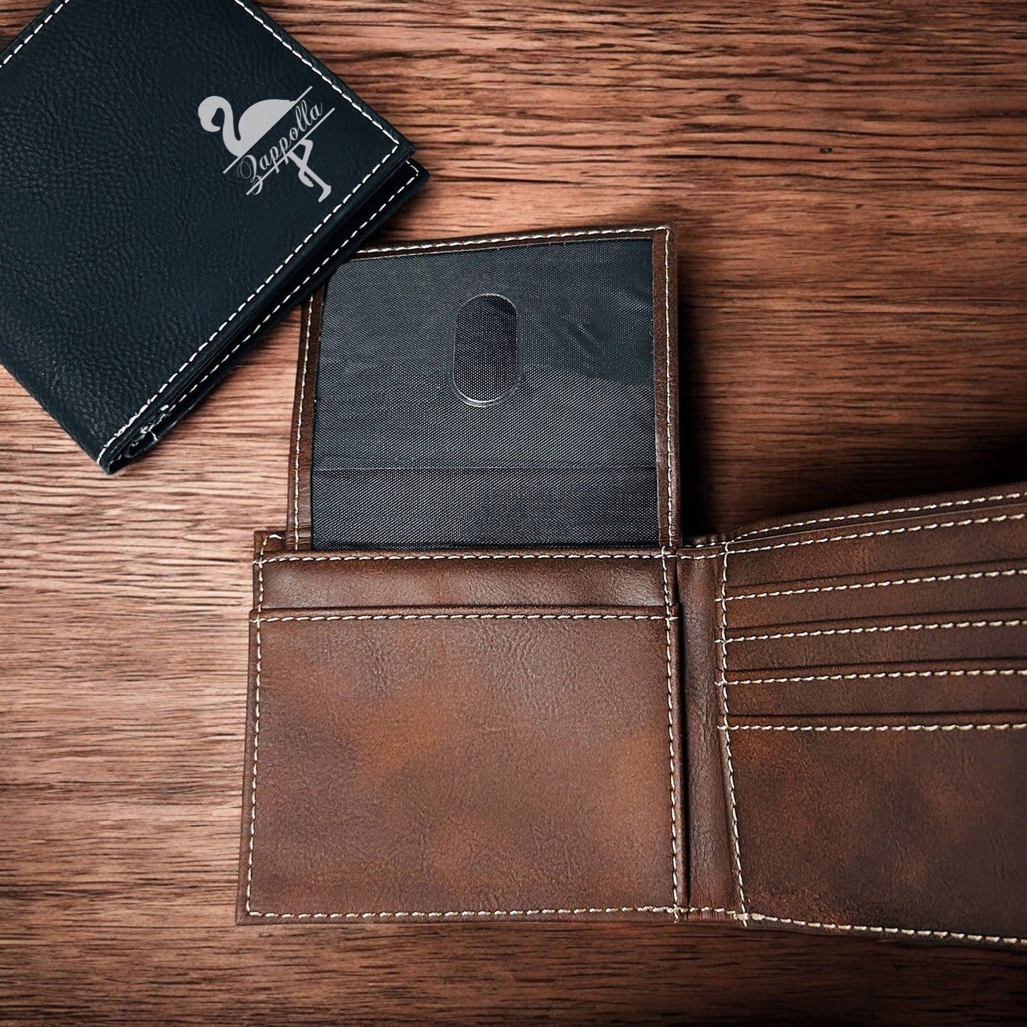 Flamingo Personalized Leather Bi-Fold Wallet