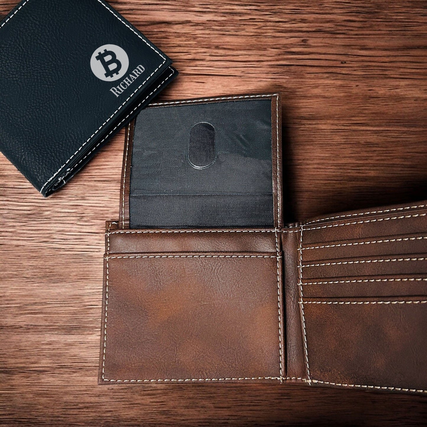 Bitcoin Crypto Personalized Leather Bi-Fold Wallet