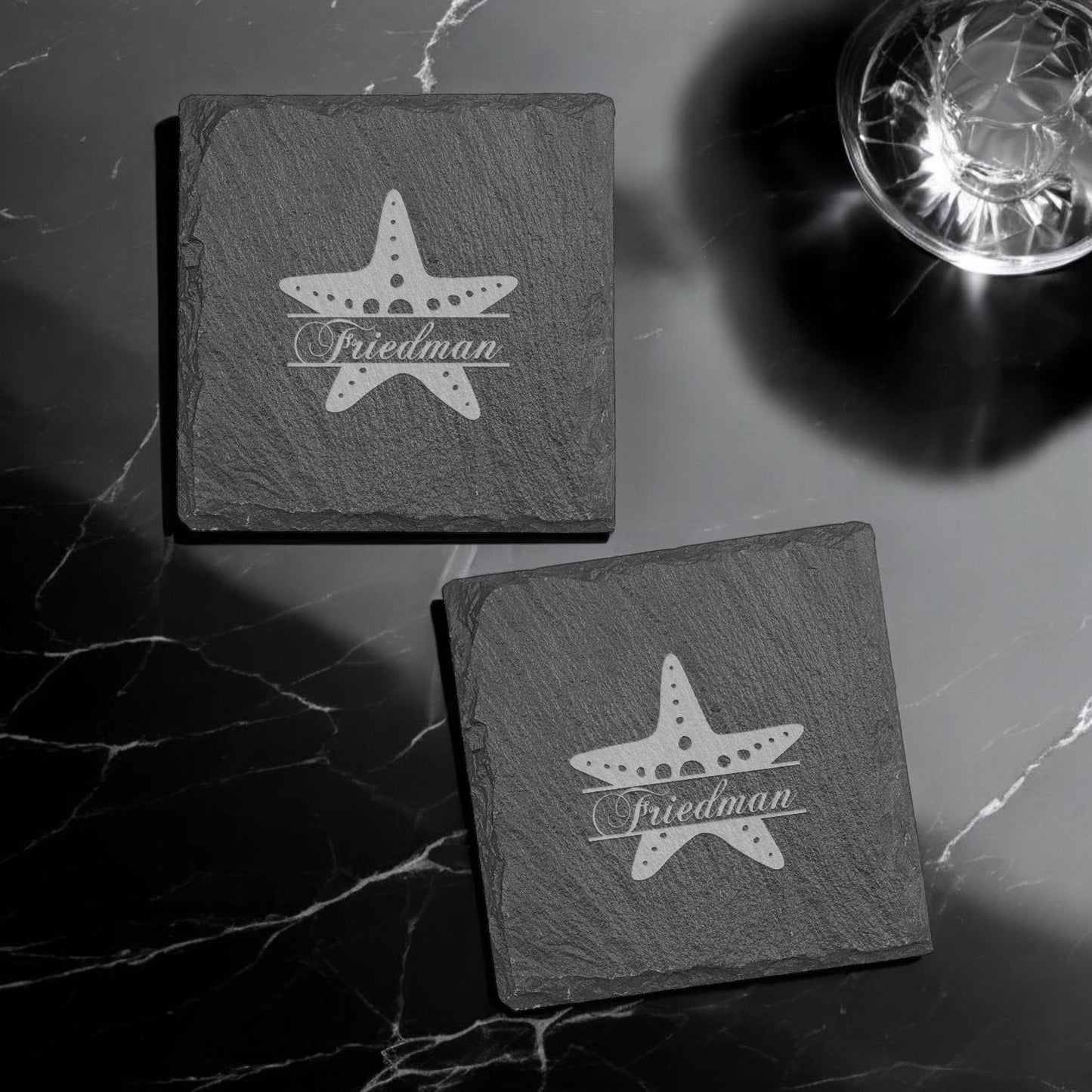 Starfish Personalized Slate Coasters, Set of 4