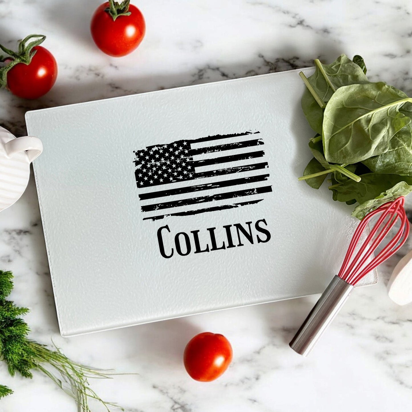 Patriotic Military Personalized Glass Cutting Board