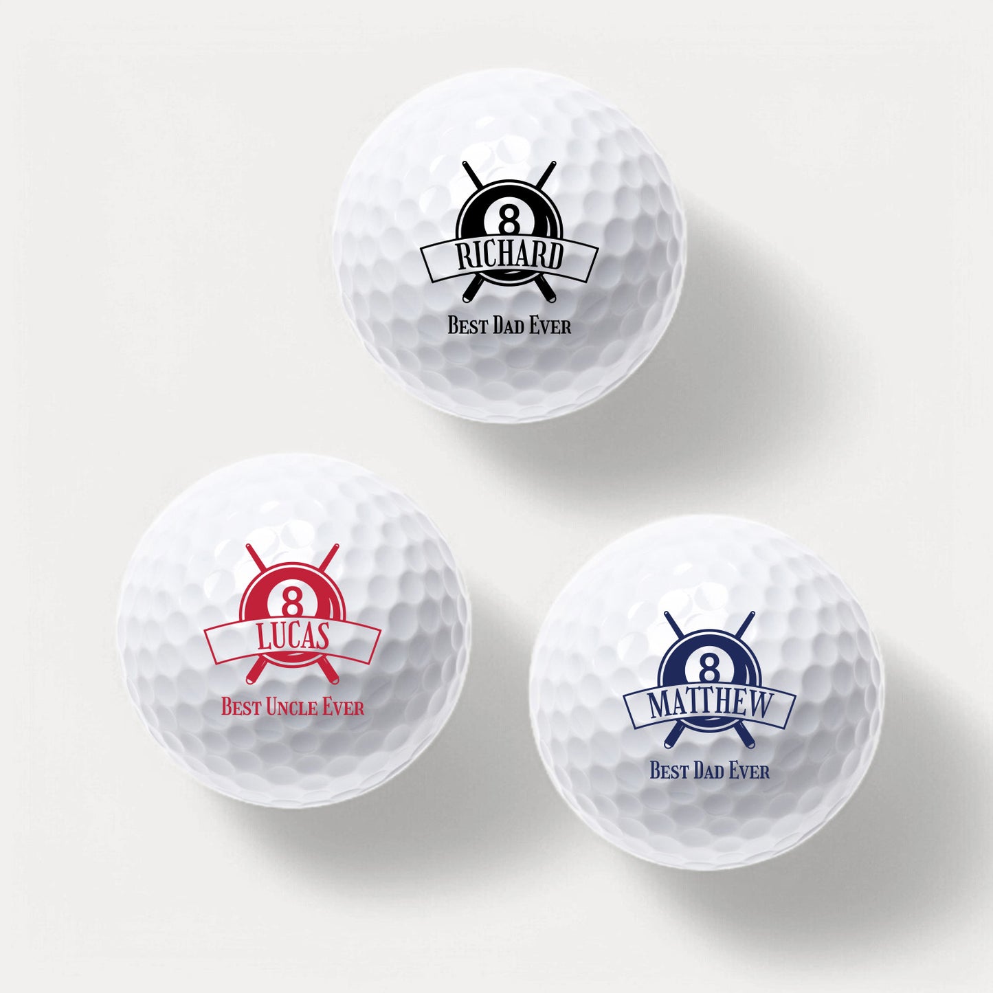 Pool Billiard Eight-Ball Personalized Golf Ball Gift Set