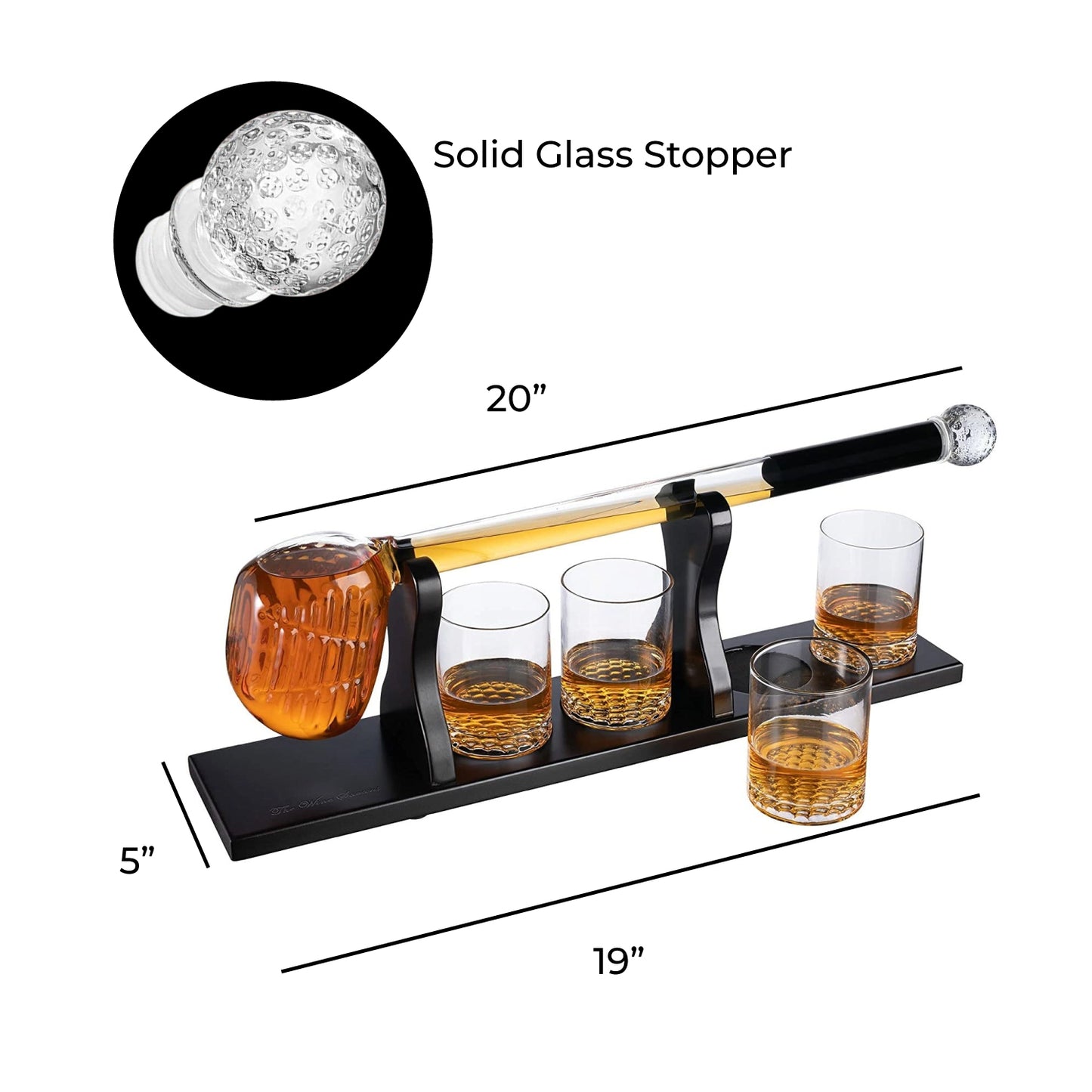 Golf Club Whiskey Decanter with Golf Glasses Gift Set