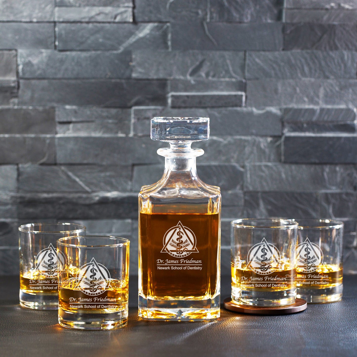 Medical Professionals Personalized Classic Whiskey Decanter with Glasses Gift Set