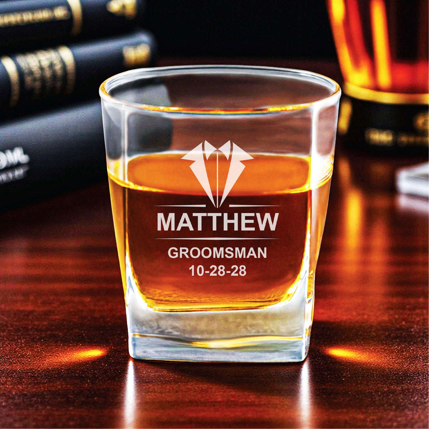 Groomsmen Personalized Square Whiskey Glass