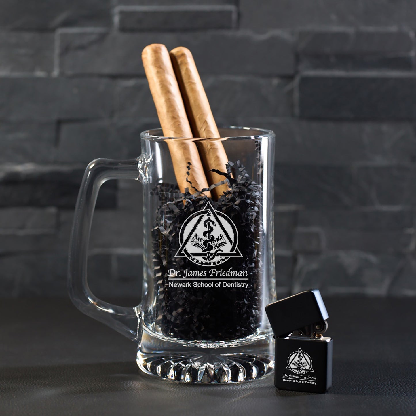 Medical Professionals Personalized Cigar Lighter & Super Size Beer Mug Gift Set
