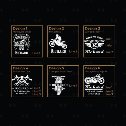 Motorcycle Rider Personalized Glass Coasters, Set of 4