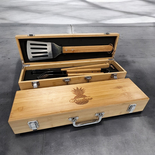 Pineapple Personalized Bamboo Barbeque Tools Gift Set