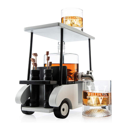 Golf Cart Whiskey Decanter Set with Glasses Gift Set