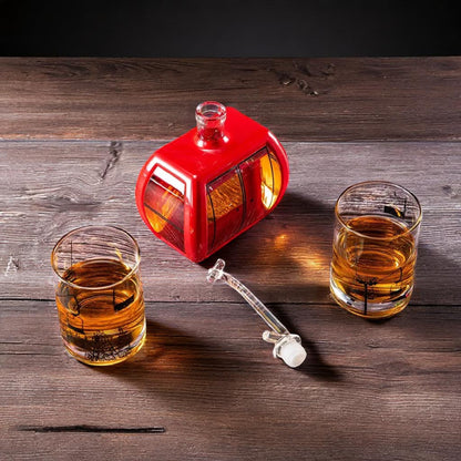 Gondola Ski Decanter with 2 Personalized Whiskey Glasses