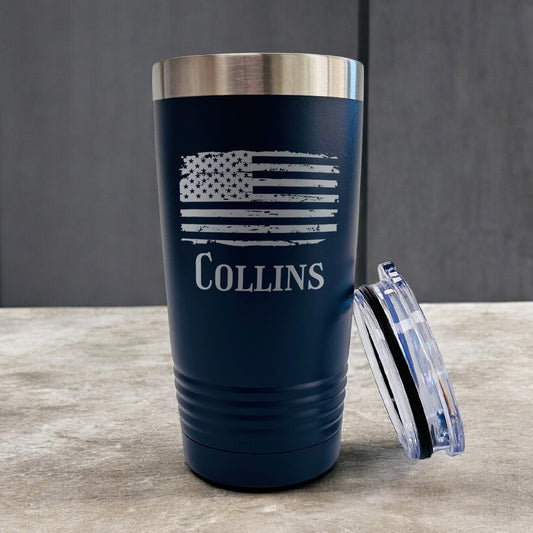 Patriotic Military Personalized 20 oz. Stainless Steel Tumbler
