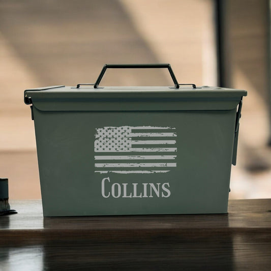 Patriotic Military Personalized 50 Caliber Ammo Box