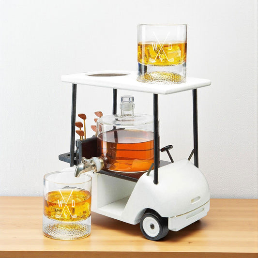Golf Personalized Golf Cart Whiskey Decanter & Golf Ball Glasses Gift Set