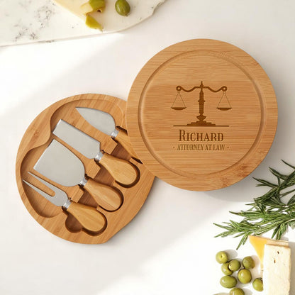 Lawyer Personalized Swivel Cheese Board Gift Set