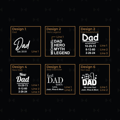 Dad Engraved Champagne Glasses with White Marble Bottle Chiller Set