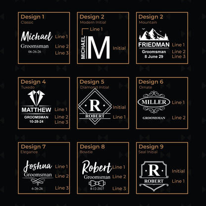 Groomsmen Personalized Glass Coasters, Set of 4