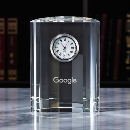 Custom Logo Personalized Optic Crystal Desk Clock