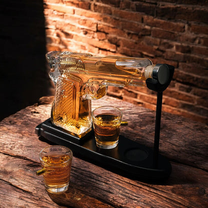 Pistol Gun Decanter with Bullet Shot Glasses Set